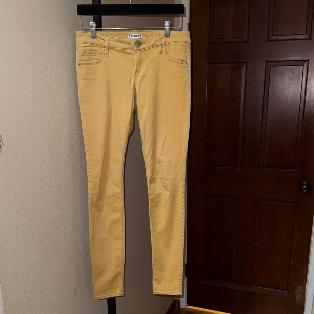 Express Soft Cotton Blend Low Rise Skinny Jeans Pants Gold Women’s Size 2